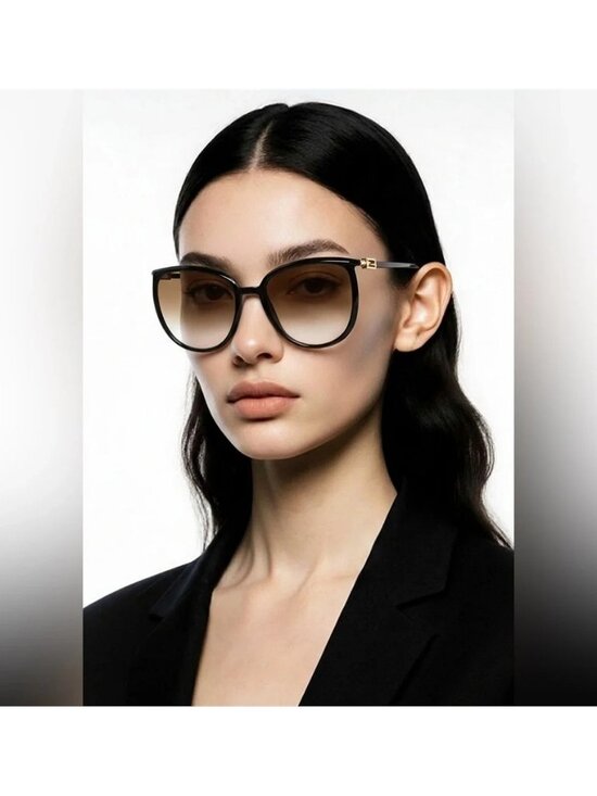 Original -New FENDIAccetate Cat Eye Sunglasses FF 0432/G/S Black Gold main image 4